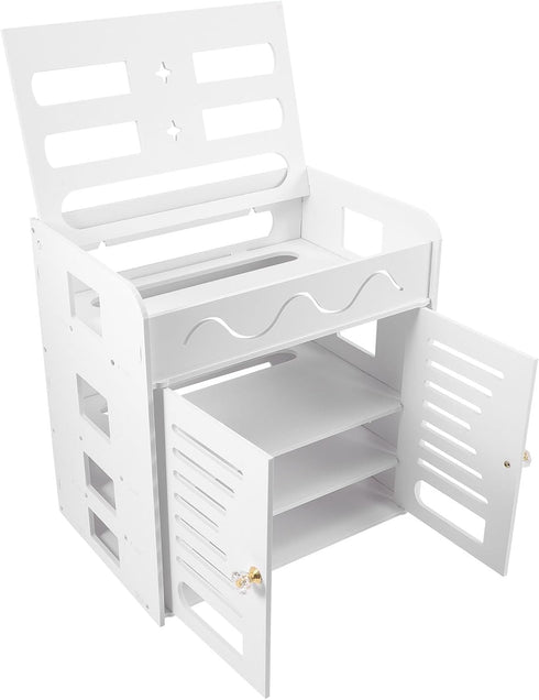 White PVC Router Storage Box: Cable Organizer Modem Cover Decorative Box for Home and Office Router Storage Rack