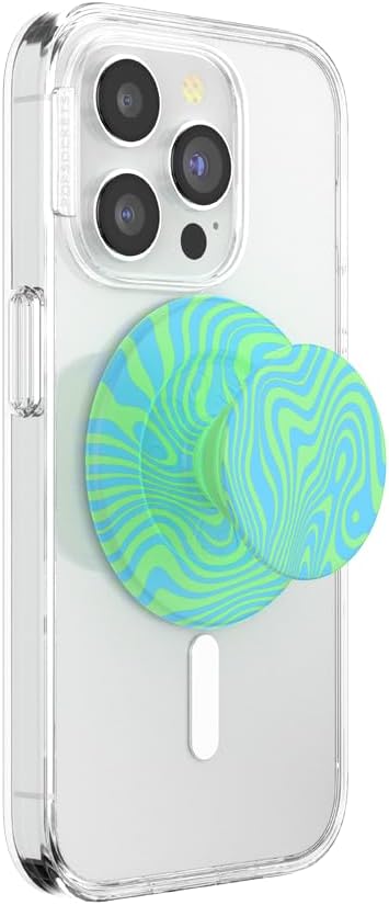 PopSockets Round Phone Grip Compatible with MagSafe, Adapter Ring Included, Wireless Charging Compatible - Swirl Oasis