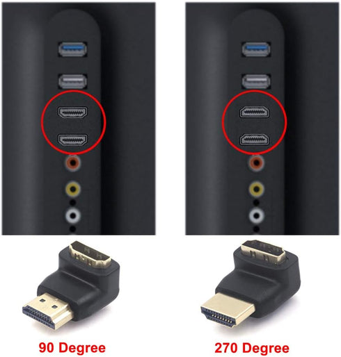 VCE HDMI 90 Degree Adapter 2-Pack, Right Angle Male to Female L-Shape Connector with 4K@60Hz for TV Stick, HDTV, PC
