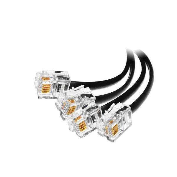 AmzPRO 4 Pack 4 Inch Short Telephone Cable RJ11 Male to Male, Phone Line Cord (Black)