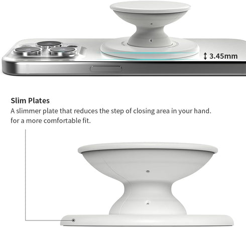 Sinjimoru Soft Silicone MagSafe Phone Grip for iPhone 15/14/13/12, Comfortable One-Touch Holding, M-Tap Tok White