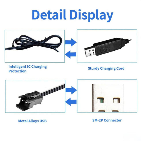 Generic 3.7V SM-2P 2 Pack RC Toy Charger Cable for Li-Po - Plug for Mini RC Cars, Boats, Trucks