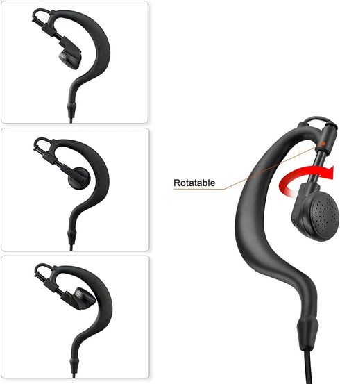 Walkie Talkie Earpiece Compatible with Motorola Single Wire Headphone Mic Earhook Headsets 2.5mm+3.5mm
