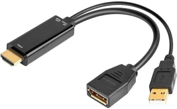 HDMI to DP Cable Converter Adapter, USB Power 4K for PC Laptop HDMI Male to DP Female Adapter
