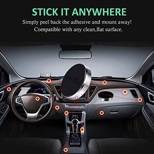 Magnetic Phone Mounts 2 Pack with 3M Adhesive - Black Flat Cell Phone Holder for Car Dashboard, Truck, Wall, Mirror,
