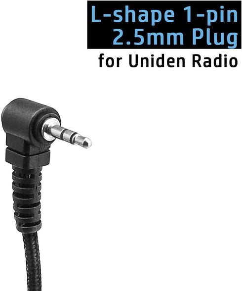 2 X Clip Ear Earpiece Headset for Uniden Radio, Walkie Talkie Ear Hook with Mic PTT 2.5mm 1-pin
