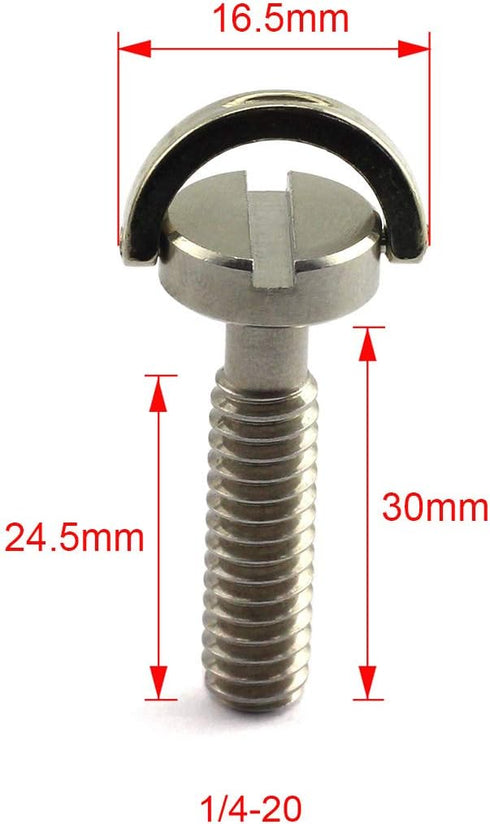 HJ Garden 2pcs D-Ring Stainless Steel Camera Fixing Screws, 1/4-20 Thread for Tripod Monopod QR Plate