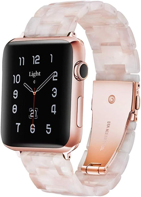 Light Apple Watch Band, Fashion Resin for Series 9 8, Compatible with 40mm for Women (Flower Pink)