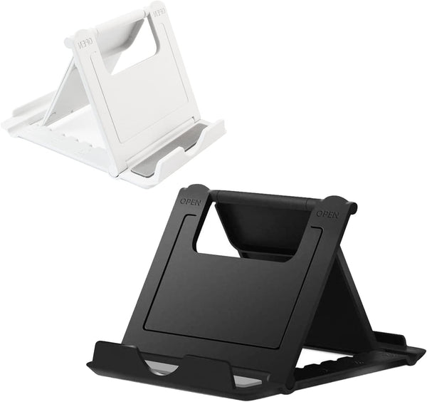 2 Pack Portable Cell Phone Stand Holder for Desk, Foldable Pocket-Sized Mount, Adjustable for iPhone iPads Android