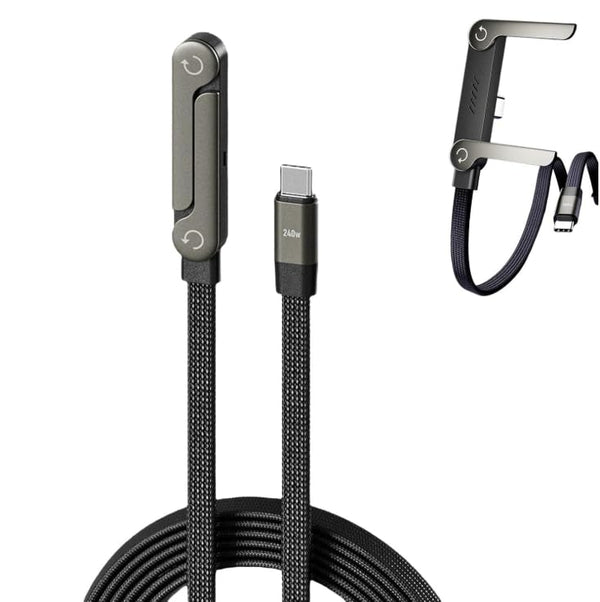 Sideways Phone Charger, 2 in 1 Invisible Holder Charger Cable, 240W Braided