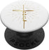 Yellow Beige Jesus Word Cross A Sunburst on White Background PopSockets Grip and Stand for Phones and Tablets