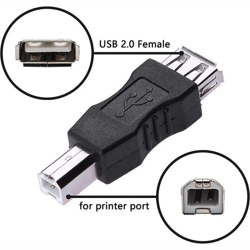 Herfair (2Pack, Printer to USB Adapter USB Type B Male to USB-A Female Converter for HP/Canon/Dell/Epson/Lexmark/Xerox