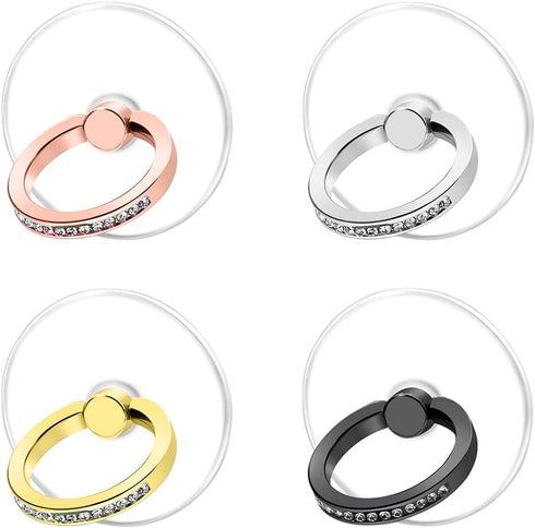 Transparent Cell Phone Ring Stand Holder - Finger Grip Loop in Black, Silver, Gold, Rose Gold (Round)