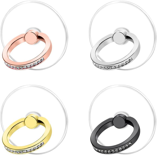 Transparent Cell Phone Ring Stand Holder - Finger Grip Loop in Black, Silver, Gold, Rose Gold (Round)