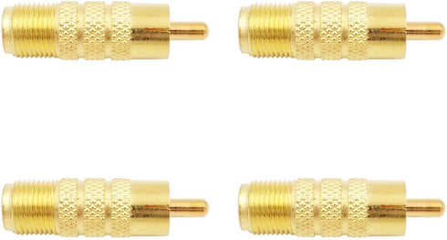 F Female to RCA Male, 4-Pack Gold Plated Aux Audio Adapter for Coax Coaxial Cable Connector for Audio Video Systems