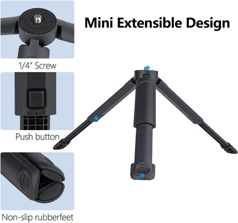 Generic Pocket3/4 2-in-1 1/4 2oz Mini Tripod for DJI Desktop Stand & Grip Handle - Ultra Portable Geared Heads Tripod