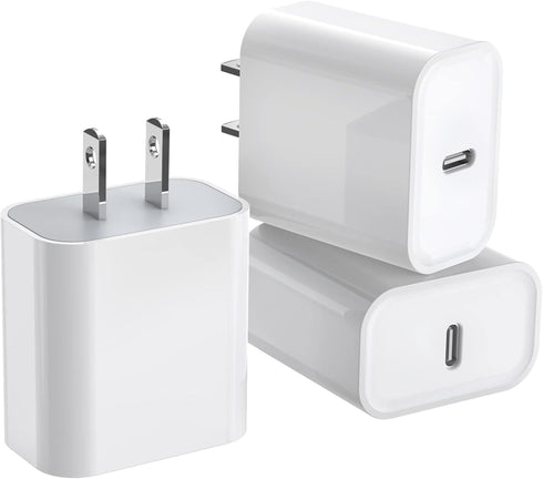 3Pack iPhone 15 Charge Block, USB C Charger Adapter, 20W Power Delivery Fast Charging Block for iPhone 15/14/13