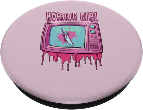 Horror Movie Lover Pastel Goth Slasher | Pink Retro TV Scary PopSockets Standard PopGrip