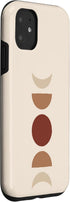 iPhone 11 Case with Phases of Moon, Boho Beige Rust Red Burnt Orange Design