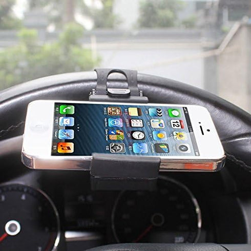 Reiko Car Steering Wheel Phone Mount - Gray, HLD07-GY, Retail Packaging