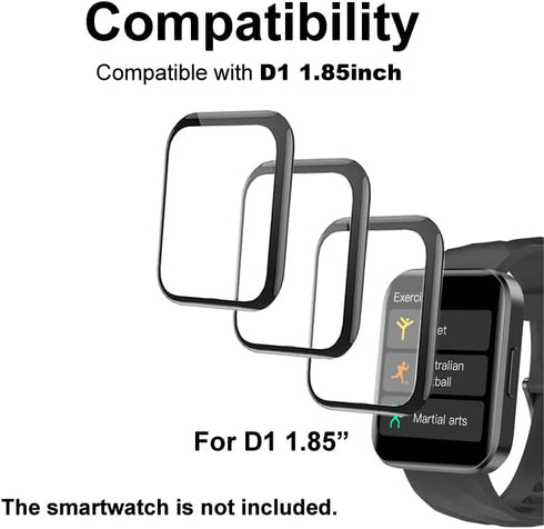 Compatible with RUIMEN D1 1.85” Smart Watch, 3D Screen Protectors, full coverage, Anti-shatter, 3-PACK