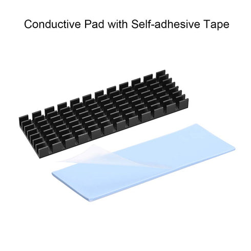 uxcell M.2 Aluminum Heatsink Kit, Black 70x22x6mm with Silicone Thermal Pads for 2280 SSD