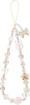 HaiFafafaing Pink Camera Charm Strap Beaded Digital Phone Charm Wrist Strap Keychain Wristlet