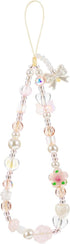 HaiFafafaing Pink Camera Charm Strap Beaded Digital Phone Charm Wrist Strap Keychain Wristlet