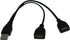 YTgilo 2PCS 30CM USB One to Two Car Splitter Female Adapter Cable Charging Data Extension Cable Y Splitter Hub Power
