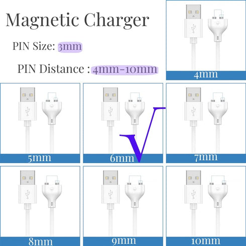 Magnetic USB DC Charger Cable Replacement, 31.4Inch Long- 6mm/0.24'', for Adult Toys/Vibrators/Facial Cleanser/Electric