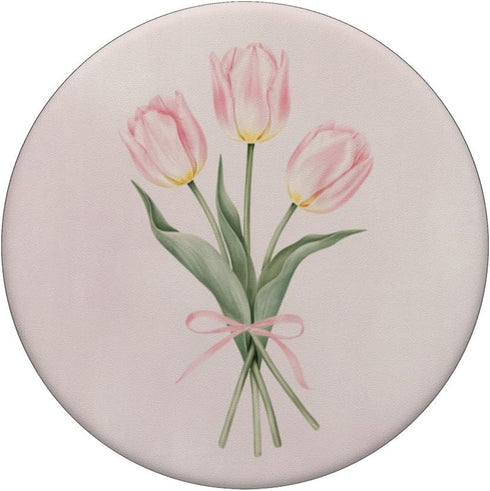 Aesthetic Pastel Floral Tulip Design Aesthetic Floral Pink Tulip Bouquet Pastel PopSockets Adhesive PopGrip