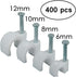 Round Cable Wire Clips for RG6/RG59/CAT5/CAT6/RJ45 - 400pcs Single Coaxial Nail Clamps (6mm + 8mm + 10mm + 12mm)