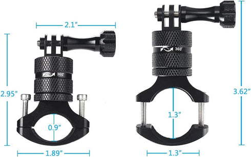 HSU Aluminum Bike Handlebar Mount for GoPro Hero and Other Action Cameras, 360 Degrees Rotary