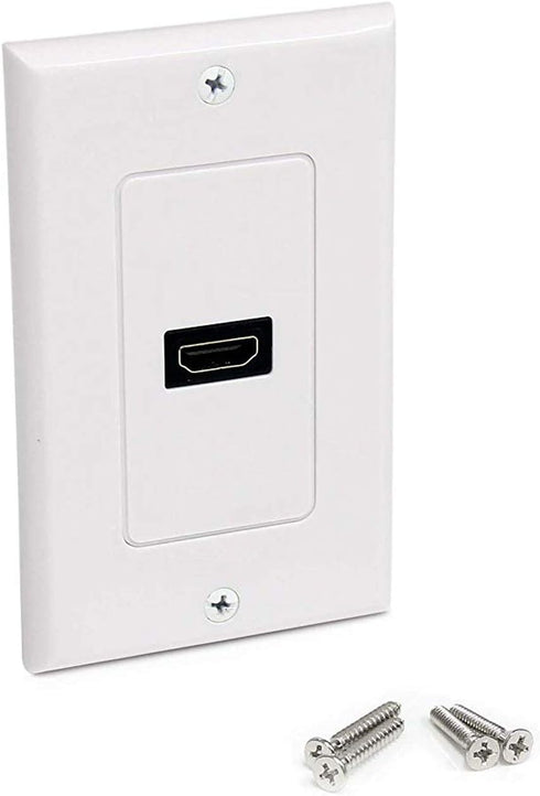 TENINYU Single HDMI Wall Plate (1 Port) - 4K UHD, ARC, Ethernet Pass-Thru Support (1-Gang) White