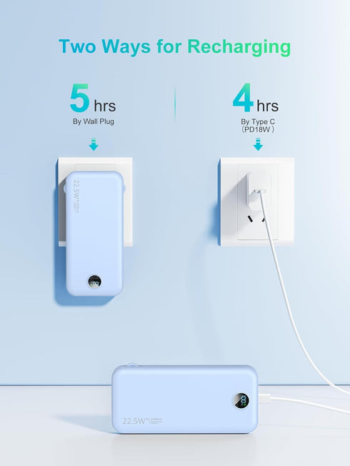 Portable Charger with Built-in Cables and AC Wall Plug, USB C 12000mAh Slim Power Bank Fast Charging for Smart Phones,