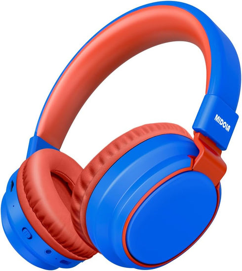 Kids Bluetooth Headphones - Wireless Over Ear, Volume Limited 85/110dB, Foldable, AUX 3.5mm Mic, Blue for Travel &
