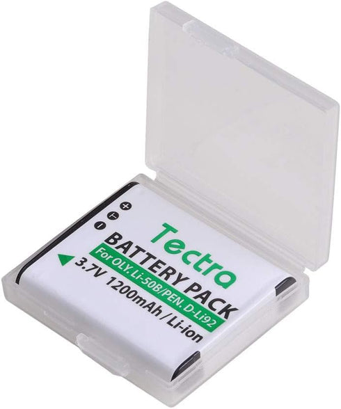 Tectra 2-Pack Li-50B D-LI92 Batteries with LED USB Charger for Olympus VR-340 1010 1020 1030SW Tough 6000