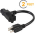 2 Feet/0.6M Nema 5-15P Male to C13/Nema 5-15R Piggyback Power Cord, UL CUL SJT 14AWG 3C