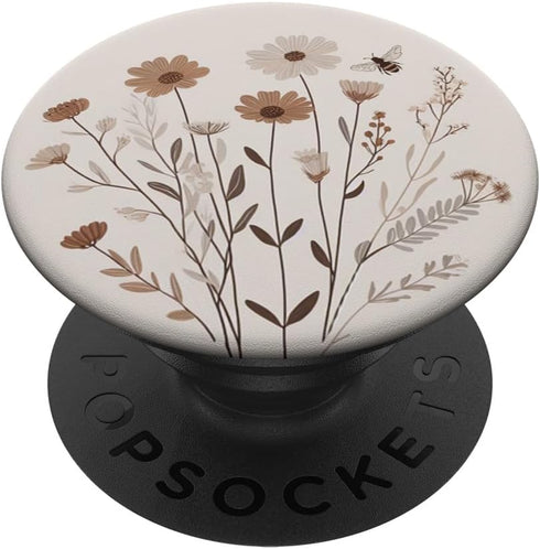 Floral Boho Beige Tan Flower PopSockets Standard PopGrip