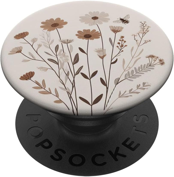 Floral Boho Beige Tan Flower PopSockets Standard PopGrip