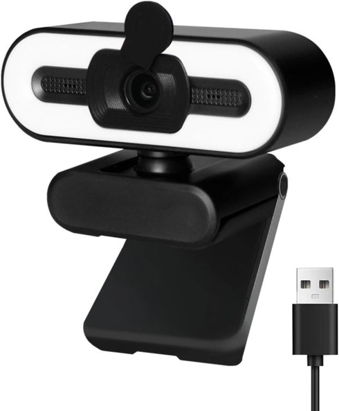 Yoidesu Webcam for PC, 1080P HD Webcam with Adjustable Ring Light and Microphone,