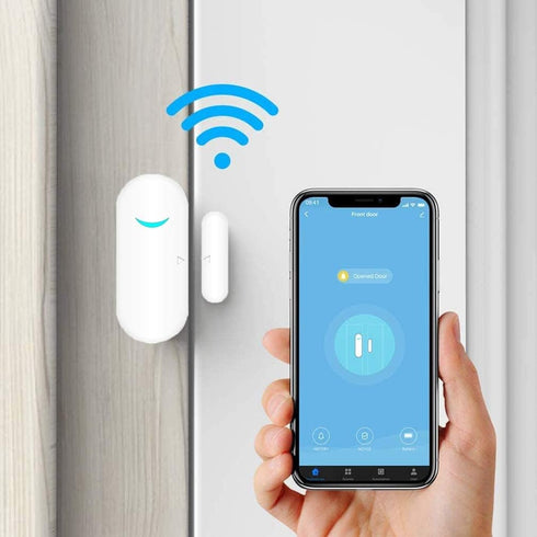 WiFi Door and Window Sensors, Tuya Smart Alarm with Free Notification APP Control, 1-Pack