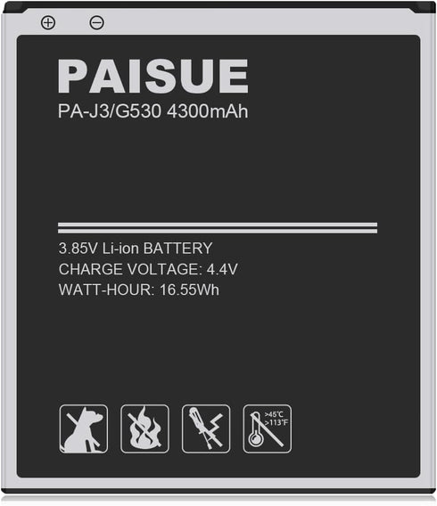 Galaxy J3 Battery, Upgraded 4300mAh EB-BG530CBU Li-ion Replacement Battery for Samsung Galaxy J3 Prime and More
