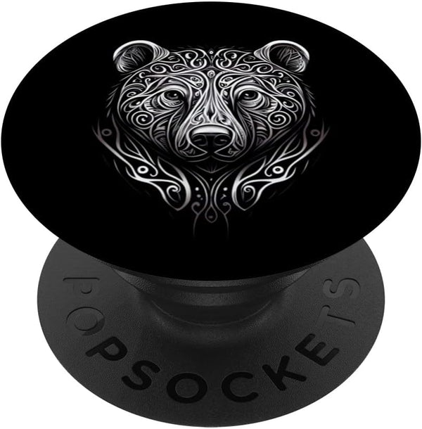 Tribal Tattoo Bear Face Grizzly PopSockets Swappable PopGrip