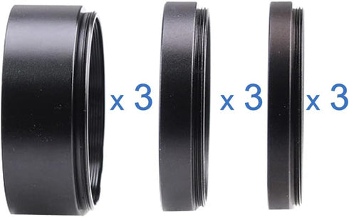 Telescope T2-Extension Tube Kit for SLR Cameras and Eyepieces, Length 5mm x3; 7mm x3; 15mm x3