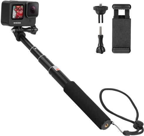 HSU Extendable Selfie Stick Waterproof Hand Grip for GoPro Hero 13/12/11/10/9/8/7/6/5/4, Handheld Monopod