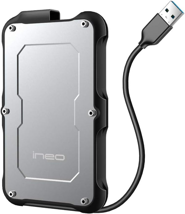 ineo 2.5" USB 3.0 Type-A Rugged Waterproof External Hard Drive Enclosure for SATA HDD/SSD
