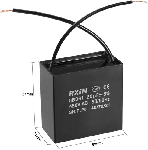uxcell Ceiling Fan Capacitor CBB61 20uF 450V AC for Water Pump Motor Generator