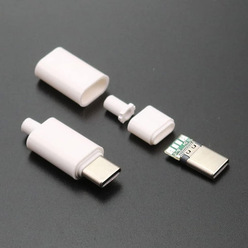 20Set USB 3.1 Type C Male Connector 24 Pin, 10Set Black + 10Set White, Welding Data Line Interface