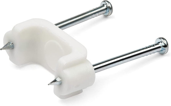 StarTech.com 100 Pack Cable Clips with Nails, Reusable Nail-in Clamps for Brick/Drywall Cable Fasteners, White
